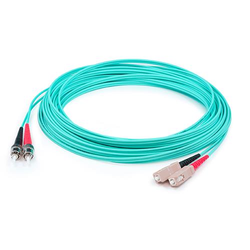 Picture for category 4m SC (Male) to ST (Male) OM4 Straight Aqua Duplex Fiber Plenum Patch Cable