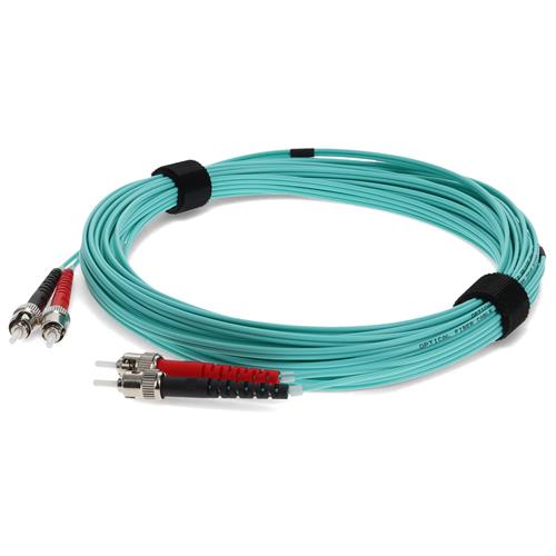 Picture for category 0.5m ST (Male) to ST (Male) Aqua OM3 Duplex Fiber OFNR (Riser-Rated) Patch Cable