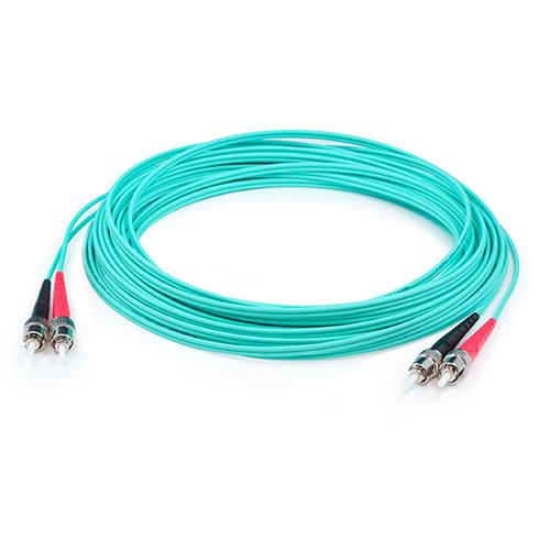 Picture of 20m ST (Male) to ST (Male) OM4 Straight Aqua Duplex Fiber LSZH Patch Cable