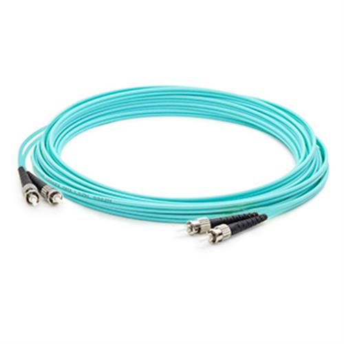 Picture for category 50m ST (Male) to ST (Male) Aqua OM4 Duplex Fiber OFNR (Riser-Rated) Patch Cable