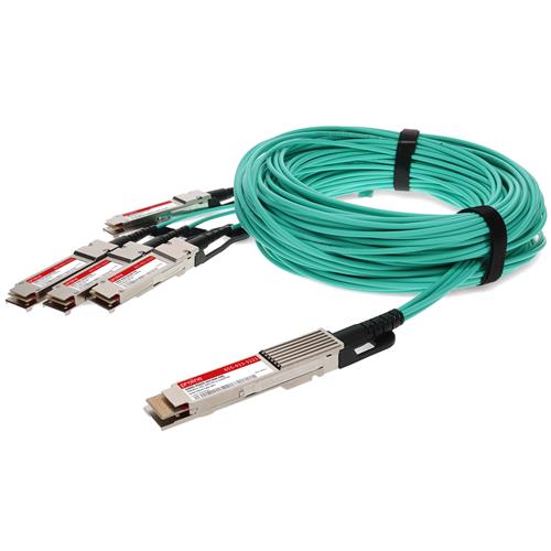 Picture of MSA and TAA 400GBase-AOC QSFP-DD to 4xQSFP56 Active Optical Cable (850nm, MMF, 40m)