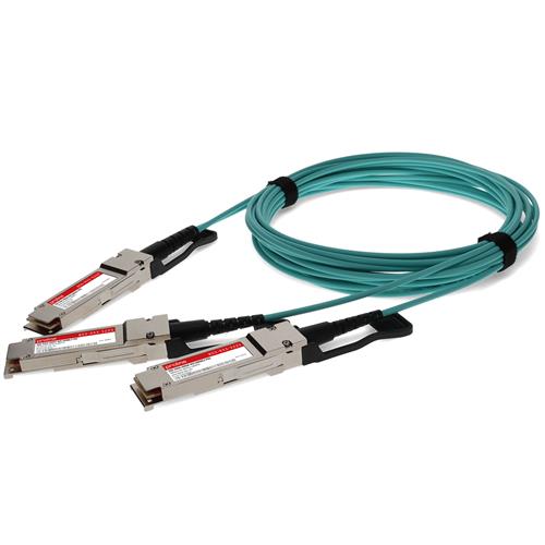 Picture for category MSA and TAA Compliant 200GBase-AOC QSFP56 to 2xQSFP56 Infiniband HDR Active Optical Cable (850nm, MMF, 10m)