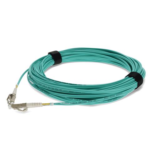 Picture of 30m HP® QK736A Compatible LC (Male) to LC (Male) OM4 Straight Aqua Duplex Fiber OFNR (Riser-Rated) Patch Cable