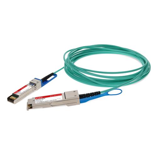 Picture for category Cisco® Compatible TAA 10GBase-AOC QSFP+ to SFP+ Active Optical Cable (850nm, MMF, 10m)