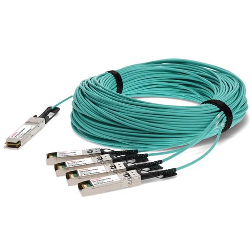 Picture for category Cisco® Compatible TAA Compliant 40GBase-AOC QSFP+ to 4xSFP+ Active Optical Cable (850nm, MMF, 100m)