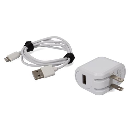 Picture for category 1m USB 2.0 (A) Male to Lightning Male 5V at 2.4A White Cable with wall charger