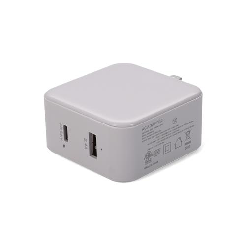 Picture of NEMA 1-15P Male to 1xUSB 3.1 Type (C) Female 15V at 3A, or 20V at 3A Wall Charger For Use With Standard US AC Wall Plugs White