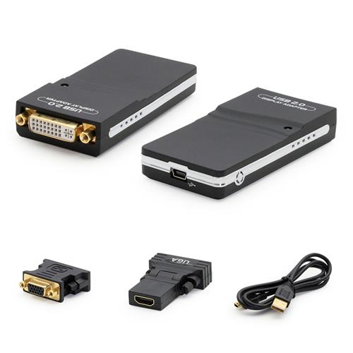 Picture of USB 2.0 (A) Male to DVI-I (29 pin) Female Black Adapter Including 1ft Cable