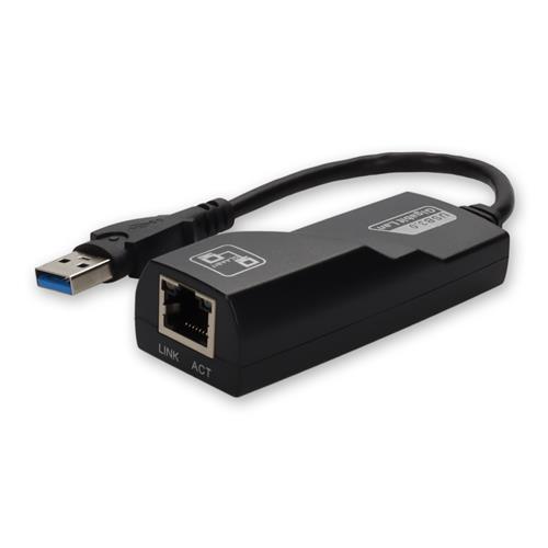 Picture of USB 3.0 (A) Male to RJ-45 Female Gray & Black Adapter