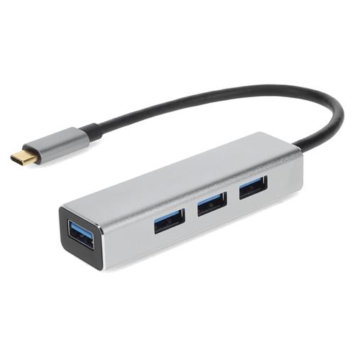Picture of 8in USB-C Male to 4xUSB 3.0 (A) Female Black Hub with Aluminum Housing