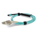 Picture of 5m NetScout® Compatible MPO (Female) to 8xLC (Male) OM4 8-strand Straight Aqua Fiber OFNR (Riser-Rated) Fanout Cable