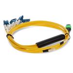 Picture of 5m Arista Networks® CAB-M12P4LC-S5 Compatible MPO (Female) to 8xLC (Male) OS2 8-strand Straight Yellow Fiber OFNR (Riser-Rated) Fanout Cable
