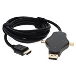 Picture of HDMI 1.4 Male to DisplayPort, Mini-DisplayPort, USB 3.1 (C) Male Black Adapter Max Resolution Up to 4096x2160 (DCI 4K)