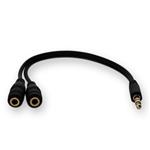 Picture of 5PK 3.5mm Audio Input Male to 2x3.5mm Audio Output Female Black Adapters