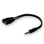 Picture of 3.5mm Audio Input Male to 2x3.5mm Audio Output Female Black Adapter
