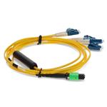 Picture of 10m Juniper Networks® MTP-4LC-S10M Compatible MPO (Female) to 8xLC (Male) OS2 8-strand Straight Yellow Fiber OFNR (Riser-Rated) Fanout Cable