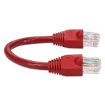 Picture of 6in RJ-45 (Male) to RJ-45 (Male) Cat6A Straight Red UTP Copper PVC Patch Cable