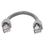 Picture of 6in RJ-45 (Male) to RJ-45 (Male) Cat6A Straight Booted, Snagless Gray UTP Copper PVC Patch Cable