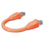 Picture of 6in RJ-45 (Male) to RJ-45 (Male) Cat6A Straight Booted, Snagless Orange UTP Copper PVC Patch Cable