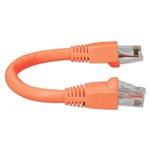 Picture of 6in RJ-45 (Male) to RJ-45 (Male) Cat6A Straight Booted, Snagless Orange UTP Copper PVC Patch Cable