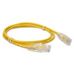 Picture of 1.5ft RJ-45 (Male) to RJ-45 (Male) Cat6A Straight Booted, Snagless Yellow Slim UTP Copper PVC Patch Cable