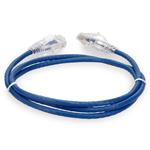 Picture of 3ft RJ-45 (Male) to RJ-45 (Male) Cat6 Straight Booted, Snagless Blue Slim UTP Copper PVC Patch Cable