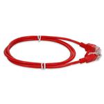 Picture of 3ft RJ-45 (Male) to RJ-45 (Male) Cat6A Straight Booted, Snagless Red Slim UTP Copper PVC Patch Cable