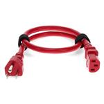 Picture of 19in NEMA 5-15P Male to C13 Female 14AWG 100-250V at 10A Red Power Cable