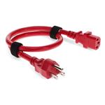 Picture of 4ft NEMA 5-15P Male to C13 Female 14AWG 100-250V at 10A Red Power Cable
