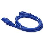 Picture of 6ft C13 Female to C14 Male 14AWG 100-250V at 10A Blue Power Cable