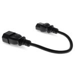 Picture of 1ft C13 Female to C14 Male 18AWG 100-250V at 10A Black Power Cable