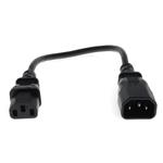 Picture of 1ft C13 Female to C14 Male 18AWG 100-250V at 10A Black Power Cable