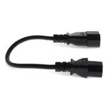 Picture of 2.5ft C13 Female to C14 Male 18AWG 100-250V at 10A Black Power Cable