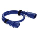 Picture of 4ft C13 Female to C14 Male 18AWG 100-250V at 10A Blue Power Cable