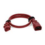 Picture of 7ft C13 Female to C14 Male 18AWG 100-250V at 10A Red Power Cable