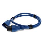 Picture of 2ft C13 Female to C14 Male 14AWG 100-250V at 10A Blue Power Cable