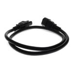 Picture of 2ft C14 Male to C15 Female 14AWG 100-250V at 10A Black Power Cable