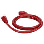 Picture of 2ft C14 Male to C19 Female 14AWG 100-250V at 10A Red Power Cable