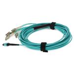 Picture of 10m MPO (Female) to 8xLC (Male) OM4 8-strand Straight Aqua Fiber Plenum Fanout Cable