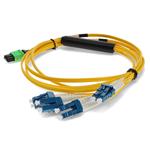 Picture of 10m MPO (Female) to 8xLC (Male) OS2 8-strand Straight Yellow Fiber OFNR (Riser-Rated) Fanout Cable