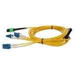 Picture of 1m MPO (Female) to 8xLC (Male) OS2 8-strand Straight Yellow Fiber LSZH Fanout Cable