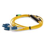 Picture of 1m MPO (Female) to 8xLC (Male) OS2 8-strand Straight Yellow Fiber OFNR (Riser-Rated) Fanout Cable