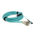 Picture of 20m MPO (Female) to 8xLC (Male) OM4 8-strand Straight Aqua Fiber OFNR (Riser-Rated) Fanout Cable