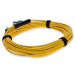 Picture of 20m MPO (Female) to 8xLC (Male) OS2 8-strand Straight Yellow Fiber OFNR (Riser-Rated) Fanout Cable
