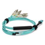 Picture of 2m MPO (Female) to 8xLC (Male) OM4 8-strand Straight Aqua Fiber OFNR (Riser-Rated) Fanout Cable