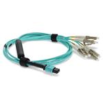 Picture of 3m MPO (Female) to 8xLC (Male) 8-Strand Aqua OM4 Fiber Fanout Cable