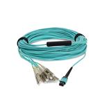Picture of 50m MPO (Female) to 8xLC (Male) 8-Strand Aqua OM4 Fiber Fanout Cable