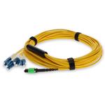 Picture of 50m MPO (Female) to 8xLC (Male) 8-Strand Yellow OS2 OFNR (Riser-Rated) Fiber Fanout Cable