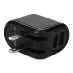 Picture of NEMA 1-15P Male to 2xUSB 2.0 (A) Female 5V at 1A Wall Charger For Use With Standard US AC Wall Plugs Black