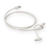 Picture of 1m USB 2.0 (A) Male to Lightning, USB 3.1 (C), Micro-USB 2.0 (B) Male White Cable